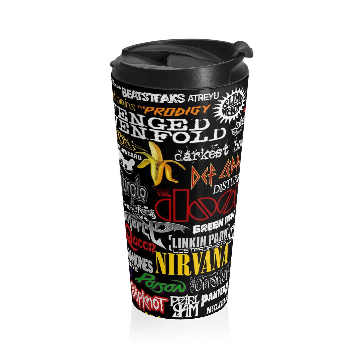 80s Rock Bands - Stainless Steel Travel Mug