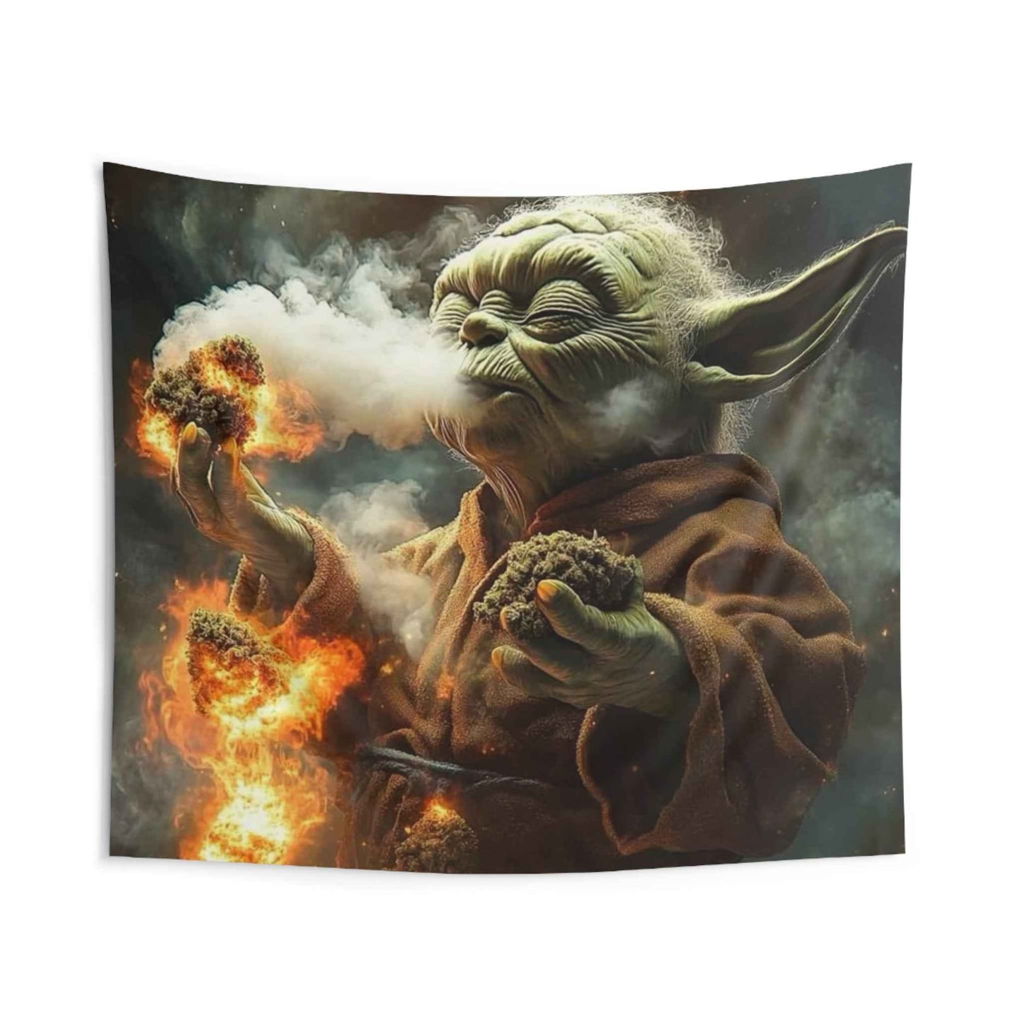 Fantasy Sage Wall Tapestry — Mystical Yoda-Inspired Meditation Art