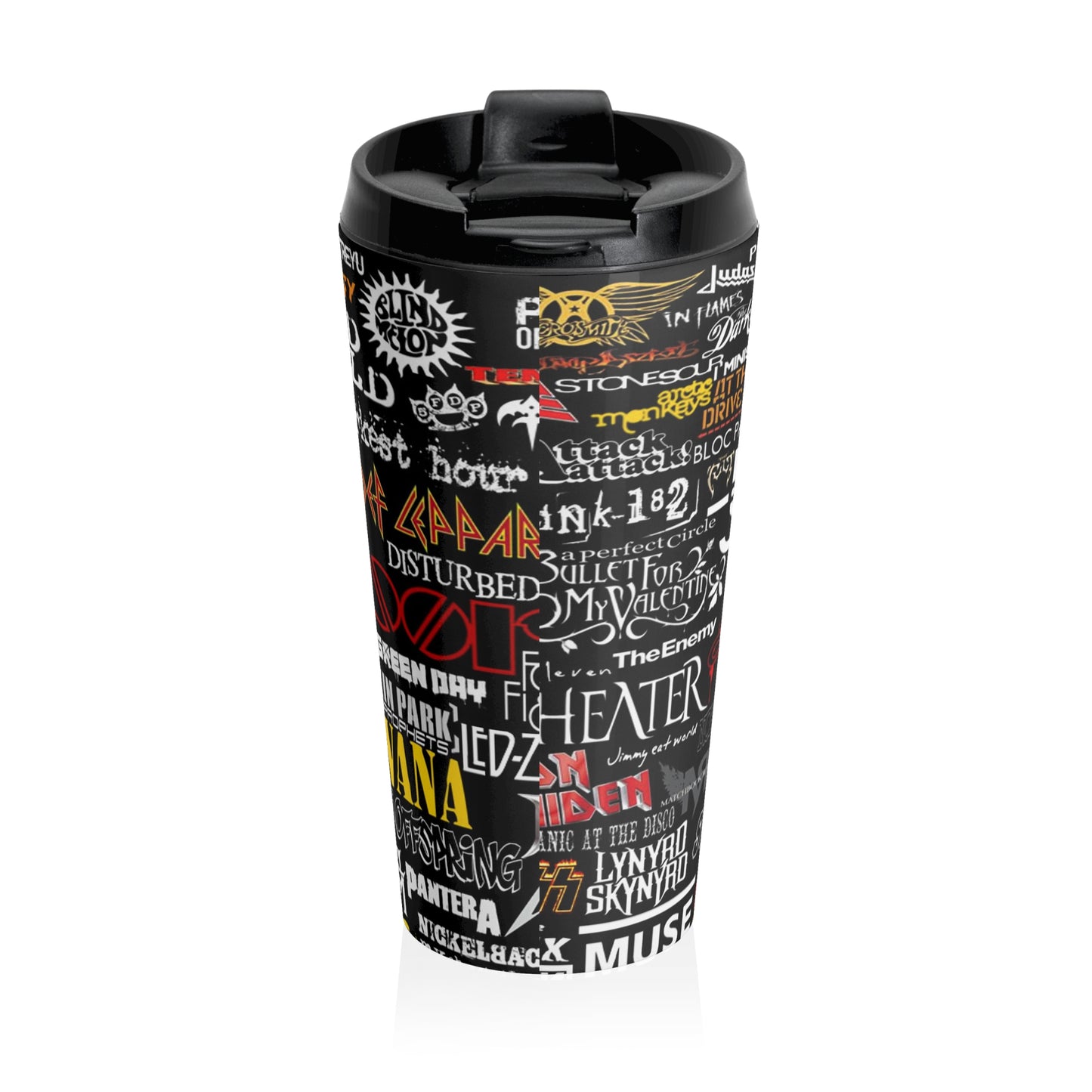 80s Rock Bands - Stainless Steel Travel Mug