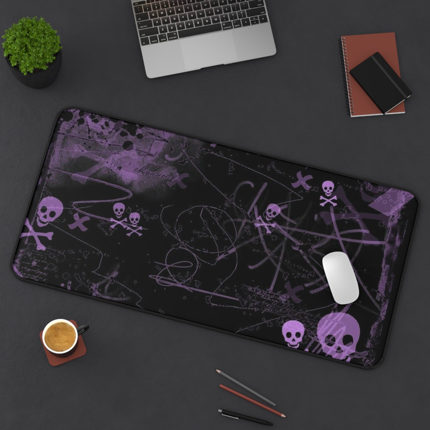 Midnight Rebellion Desk Mat – Gothic Purple Skull Edition