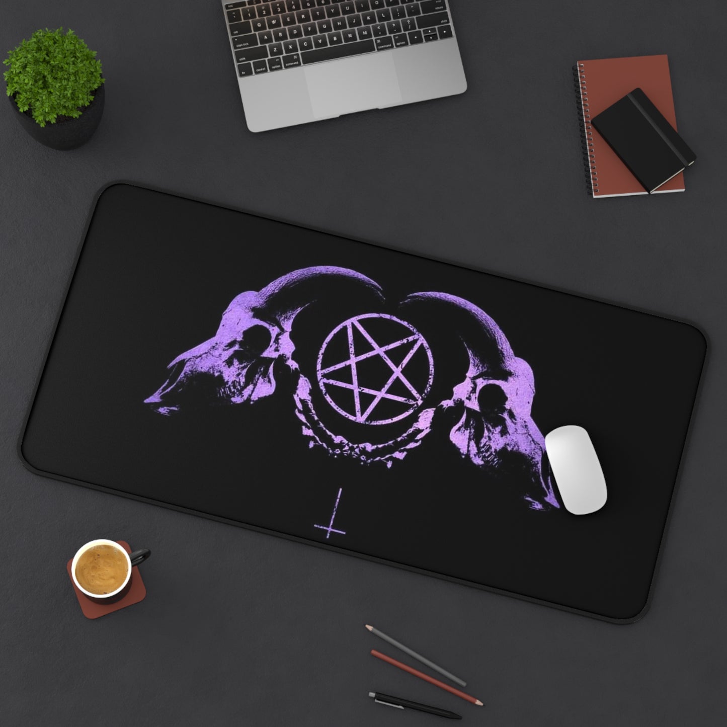 Violet Eclipse Desk Mat – Occult Skull Edition