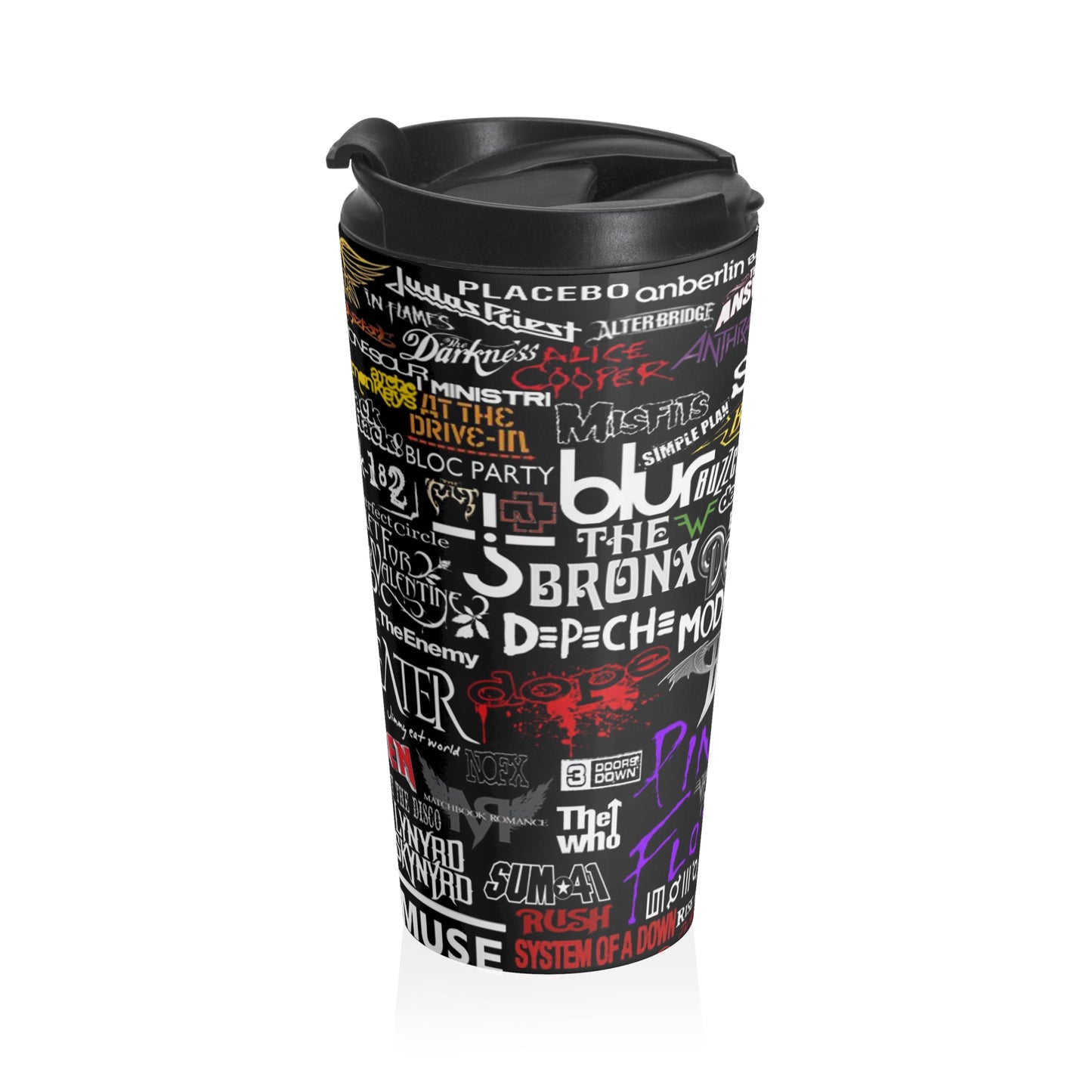 80s Rock Bands - Stainless Steel Travel Mug