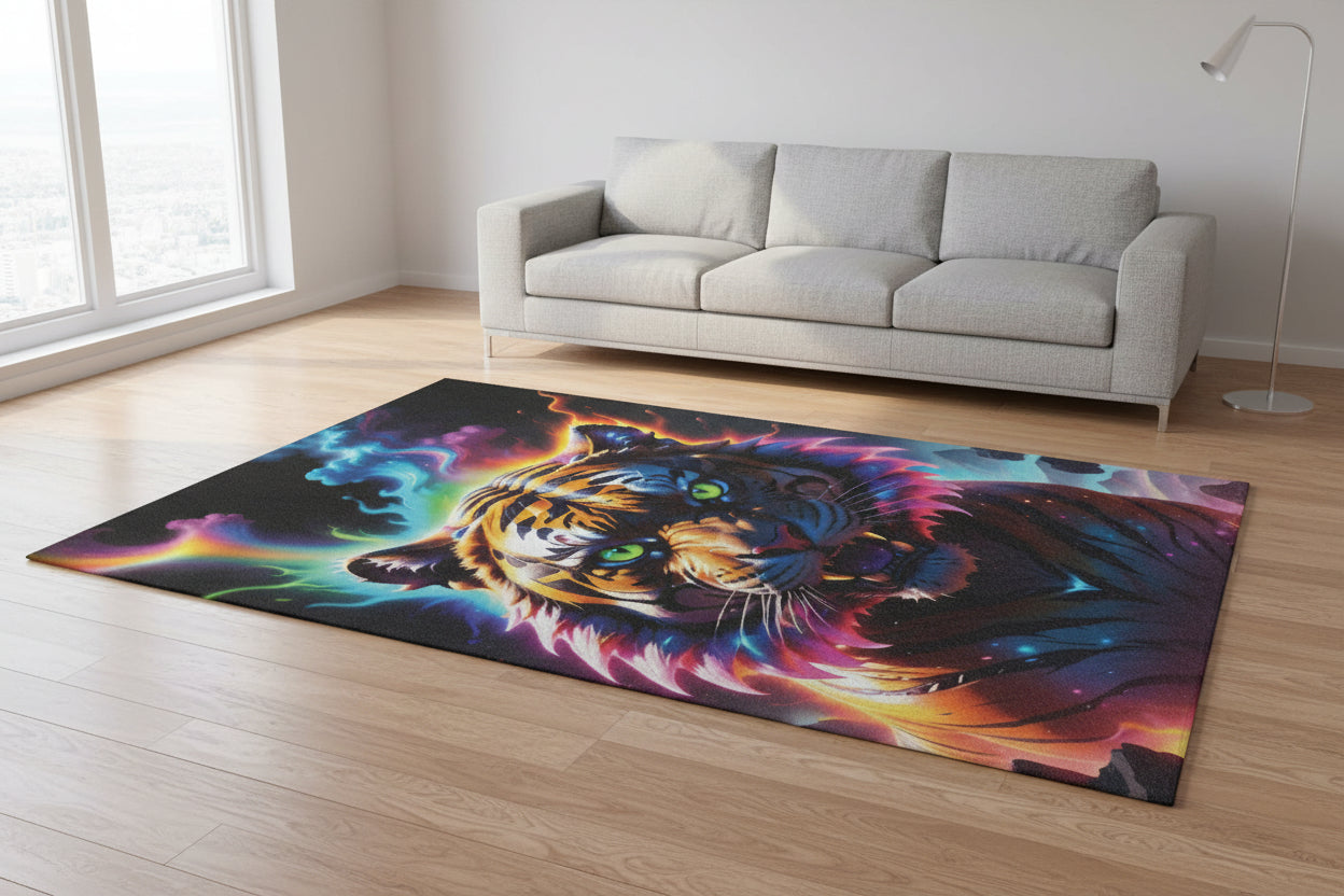 Growling Rainbow Tiger - Area Rug - House of O & A