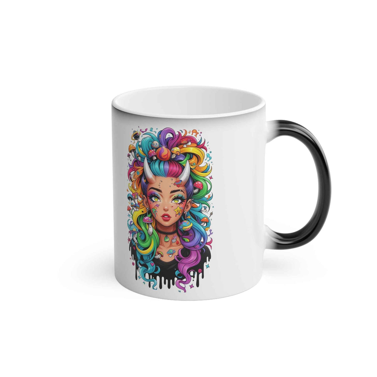 Colorful Unicorn Woman Magic Mug — Heat-Change Coffee Cup