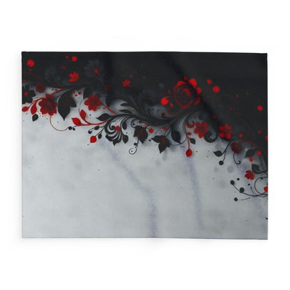 Arctic Fleece Blanket - Gothic Red Rose Floral Throw