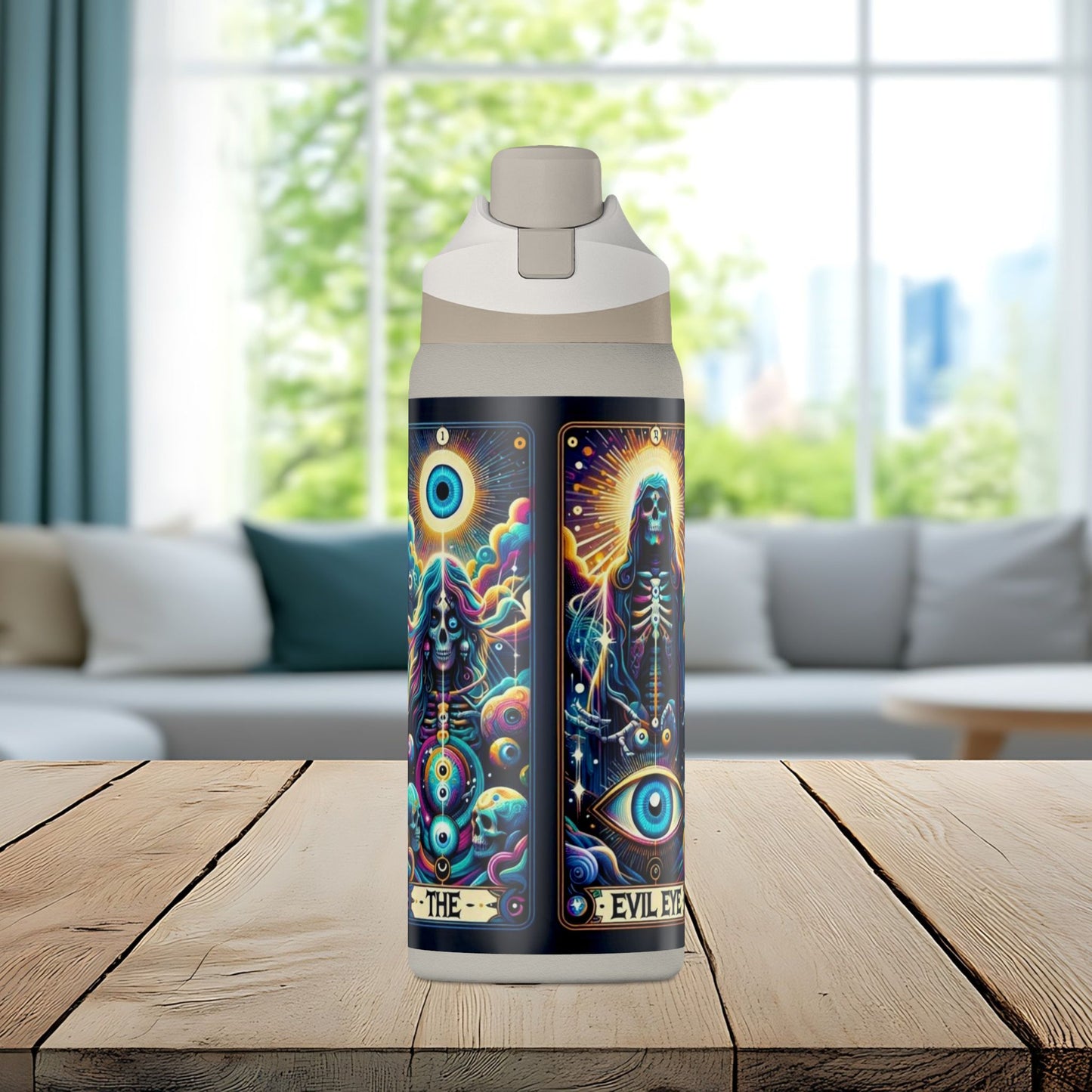 The Evil Eye Tarot Tumbler – Mystical Skeleton 32oz Insulated Water Bottle