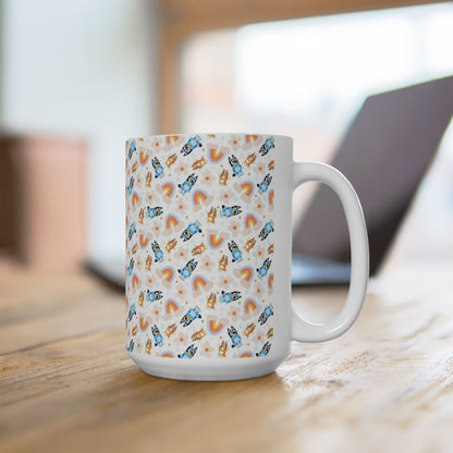 Bluey and Bingo Rainbow Pattern Ceramic Mug