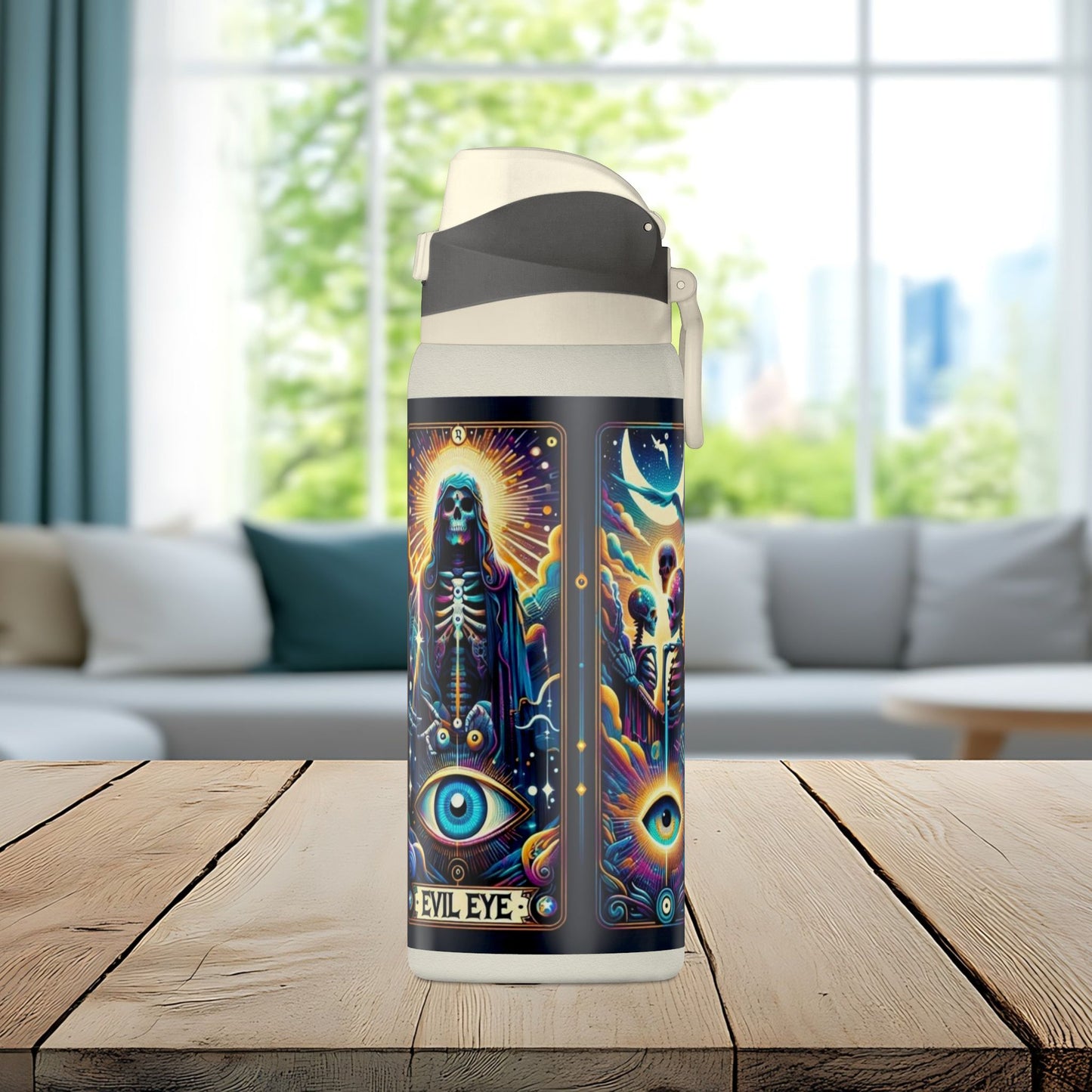 The Evil Eye Tarot Tumbler – Mystical Skeleton 32oz Insulated Water Bottle