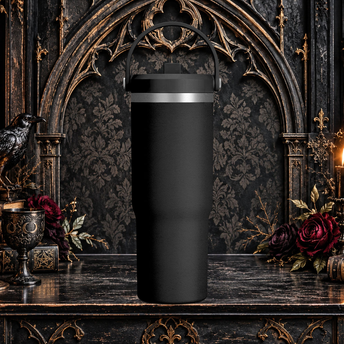 Gothic Cute Devil Couple Insulated Travel Mug