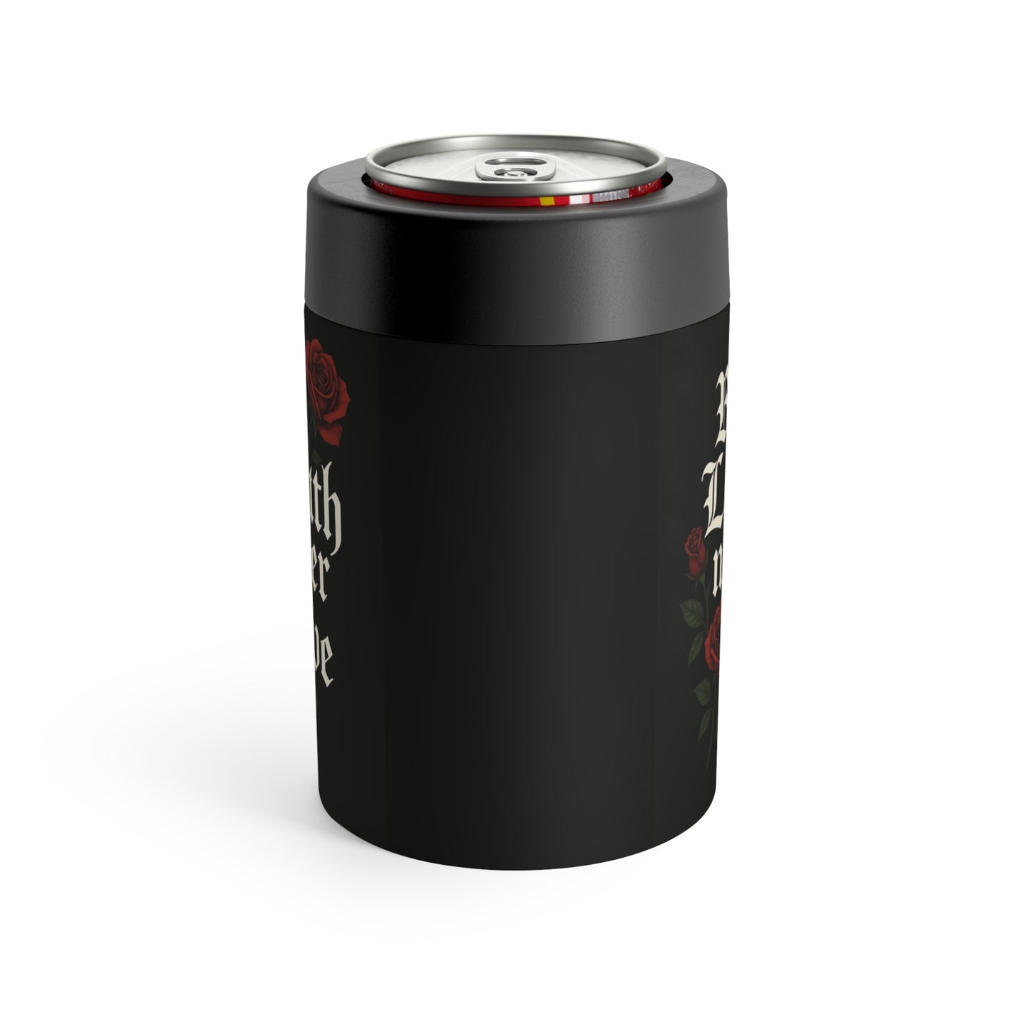 Gothic Rose Can Cooler — 'Death Over Love' Insulated Can Holder
