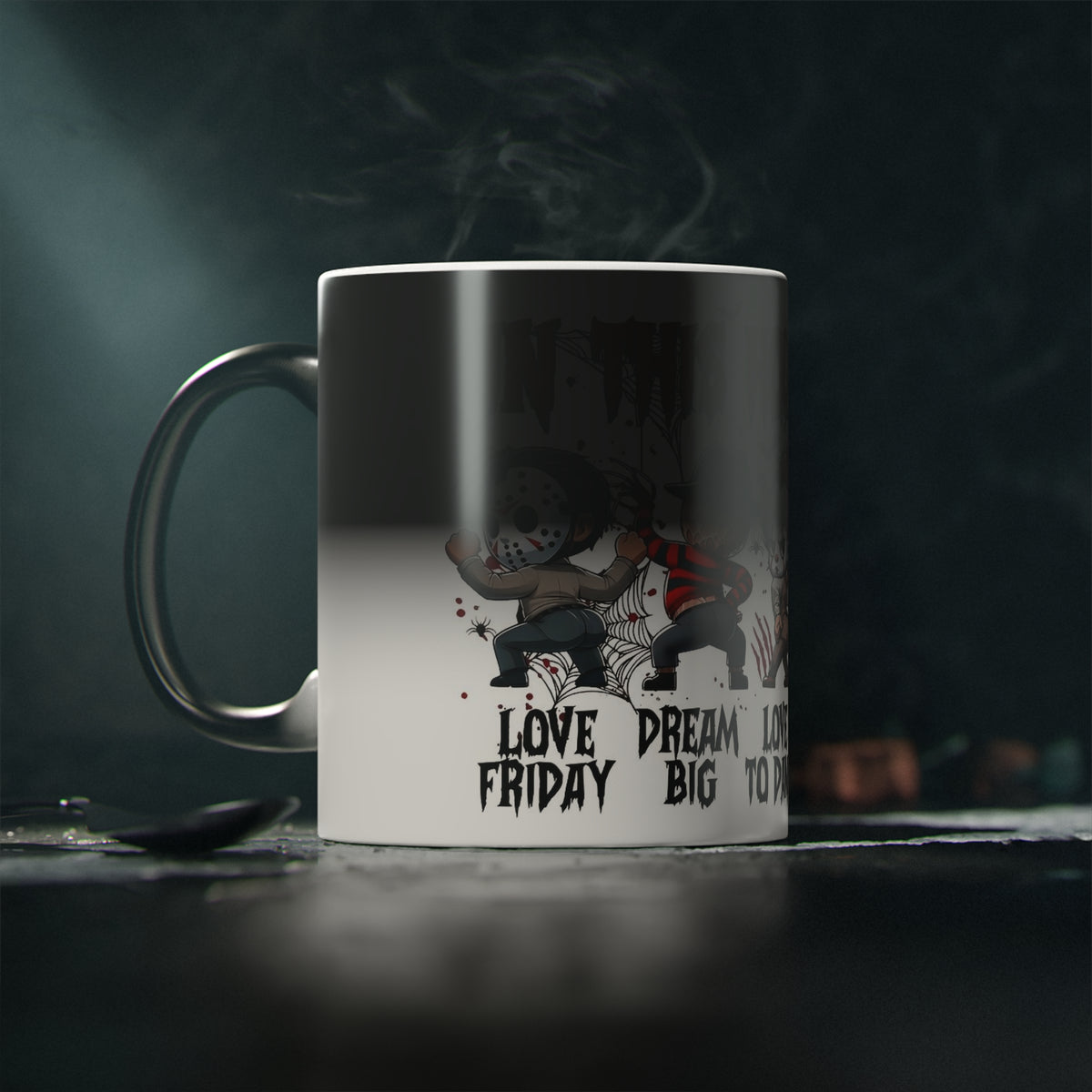 'In this house we...' Cute Horror Characters Coffee Mug