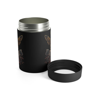 Skull & Moth Can Cooler — Gothic Insulated Can Holder