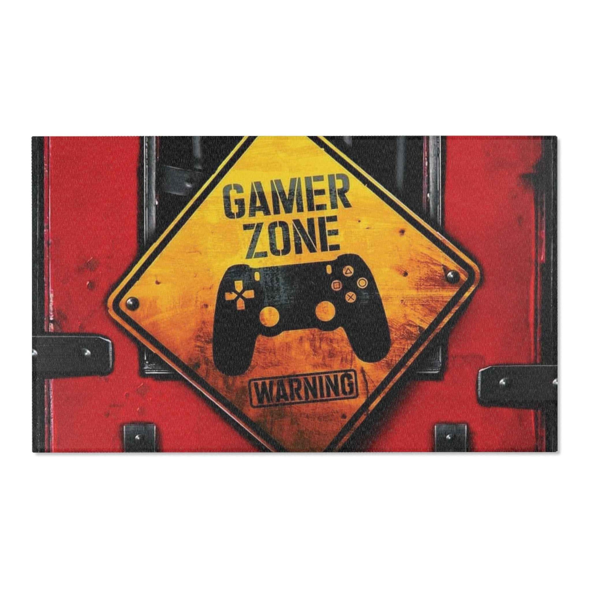 Warning Gamer Zone Area Rug