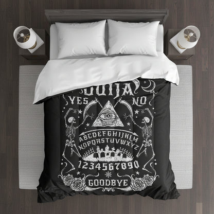 Ouija Board Comforter — Gothic Occult Bedding with 'Yes/No' Spirit Design