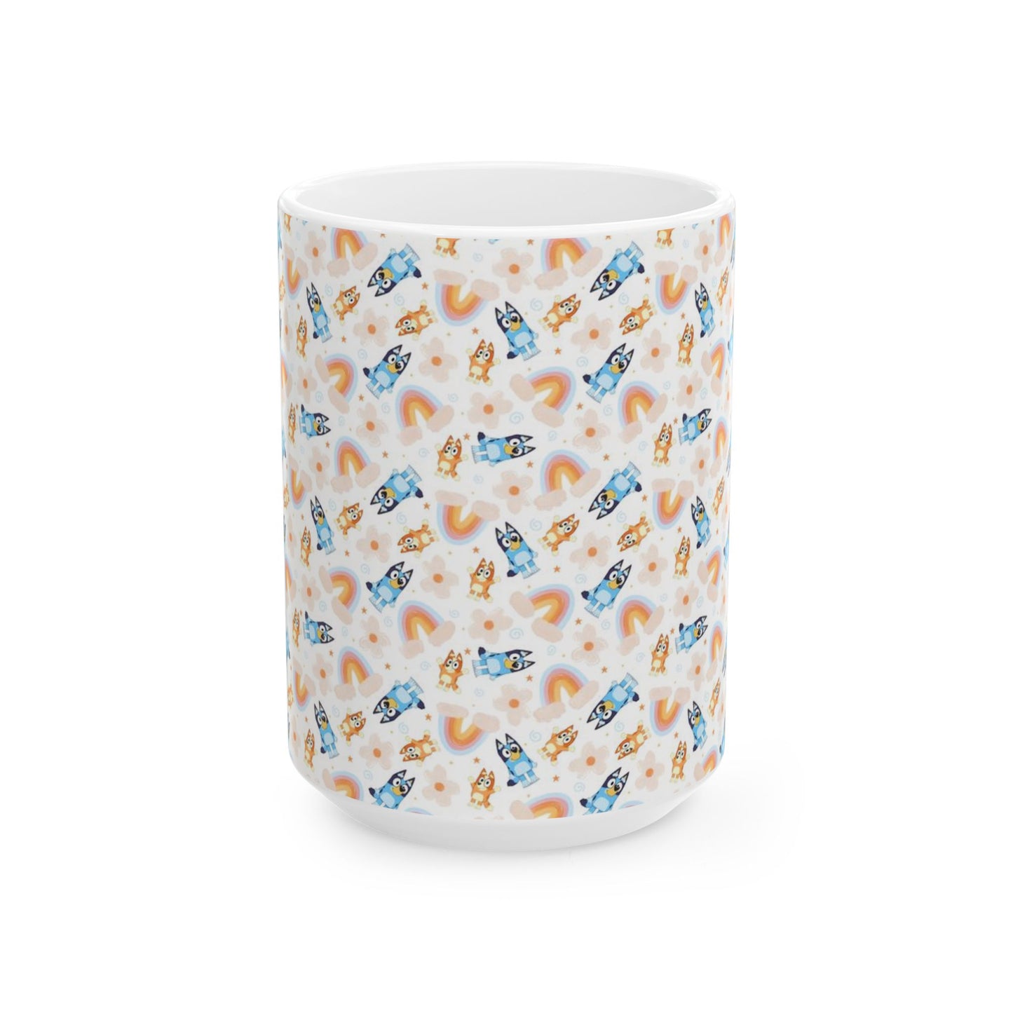 Bluey and Bingo Rainbow Pattern Ceramic Mug - House of O & A