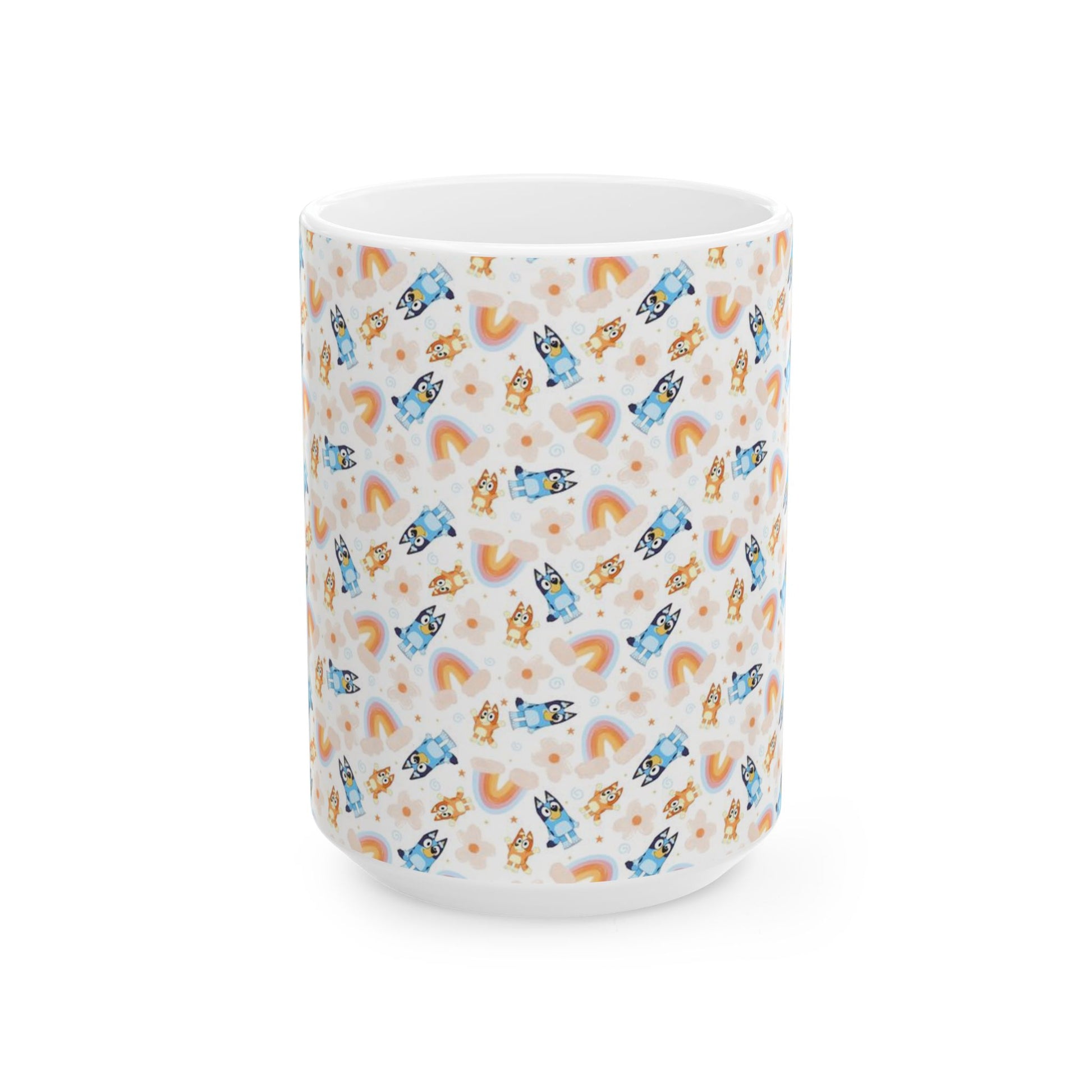 Bluey and Bingo Rainbow Pattern Ceramic Mug - House of O & A
