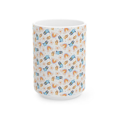 Bluey and Bingo Rainbow Pattern Ceramic Mug - House of O & A