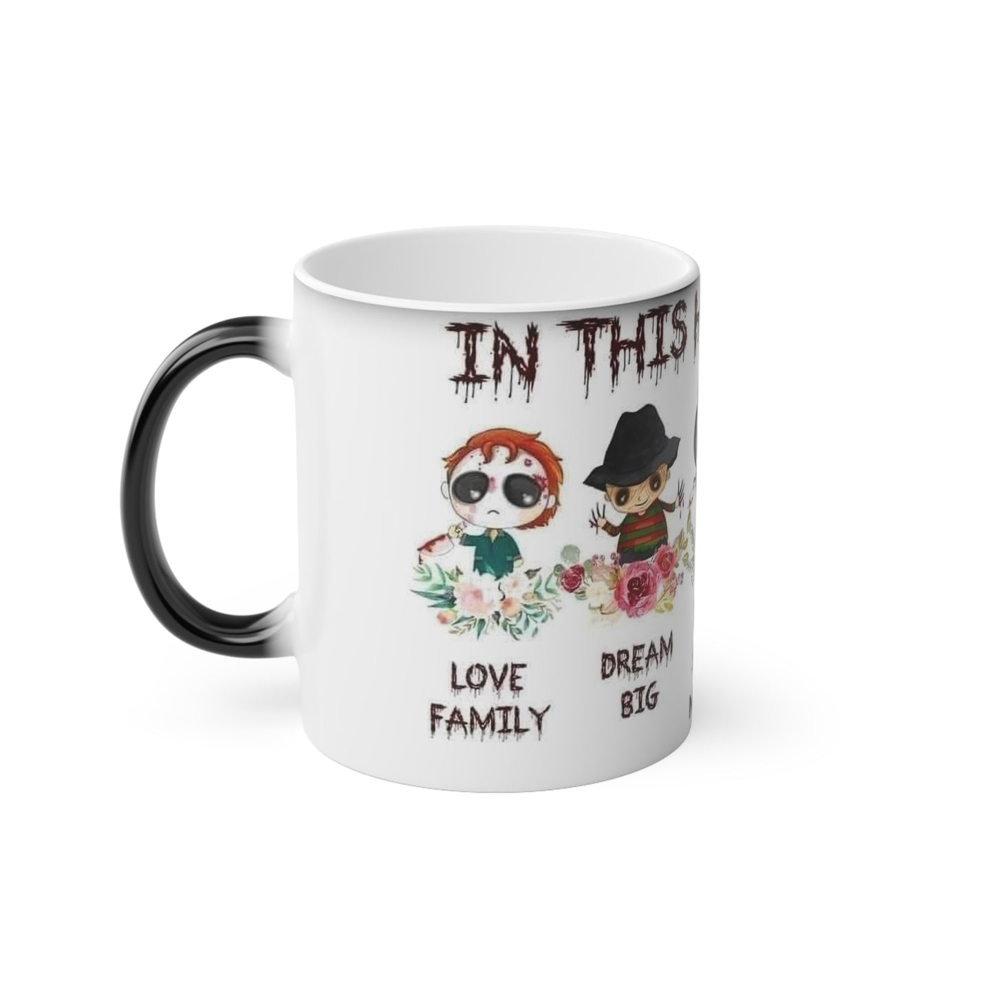 Magic Mug — 'This House Wears Black' Cute Horror Characters Coffee Mug