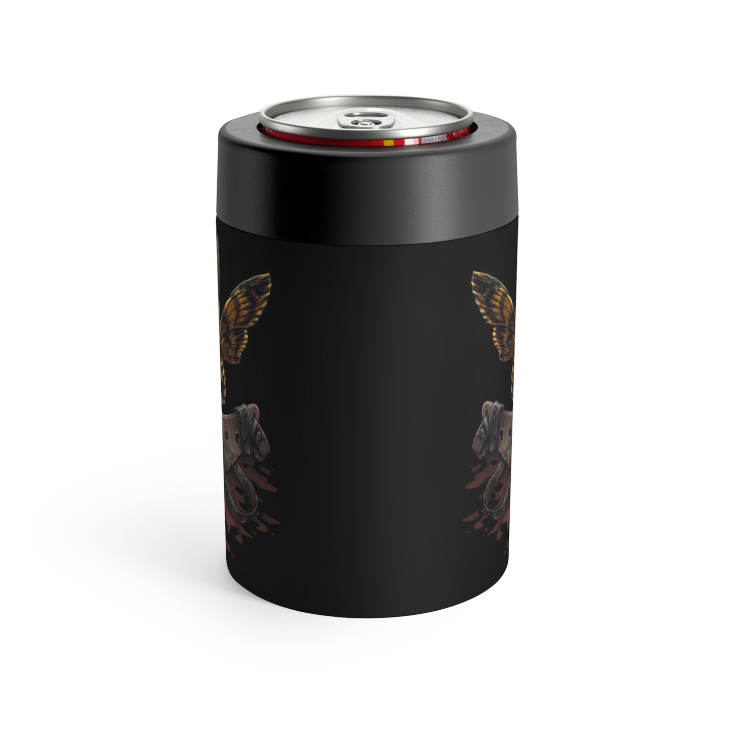 Skull & Moth Can Cooler — Gothic Insulated Can Holder