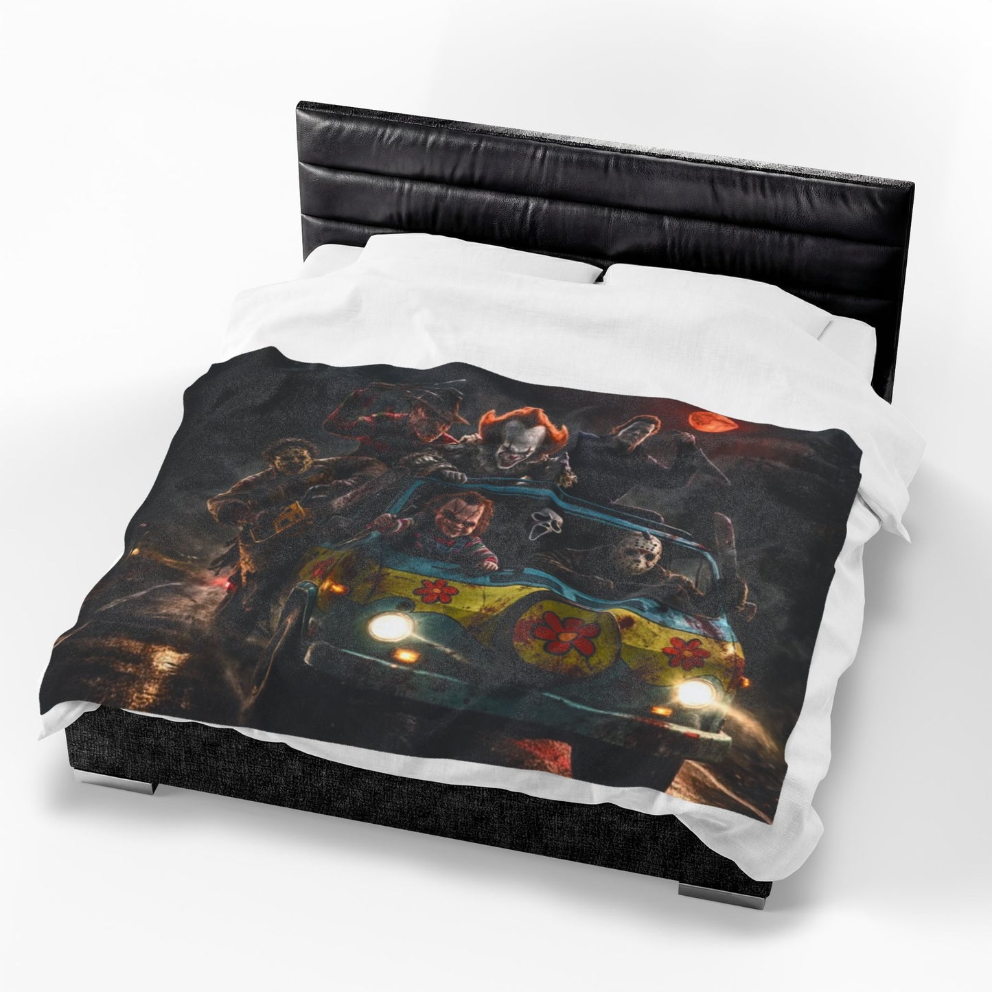 Retro Horror Van Scene Throw - Velveteen Plush Blanket