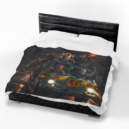 Retro Horror Van Scene Throw - Velveteen Plush Blanket