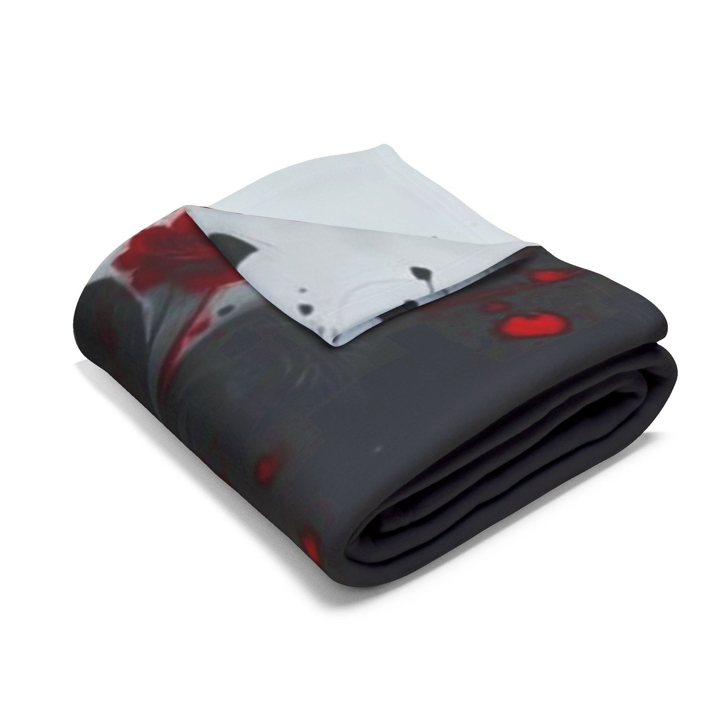 Arctic Fleece Blanket - Gothic Red Rose Floral Throw