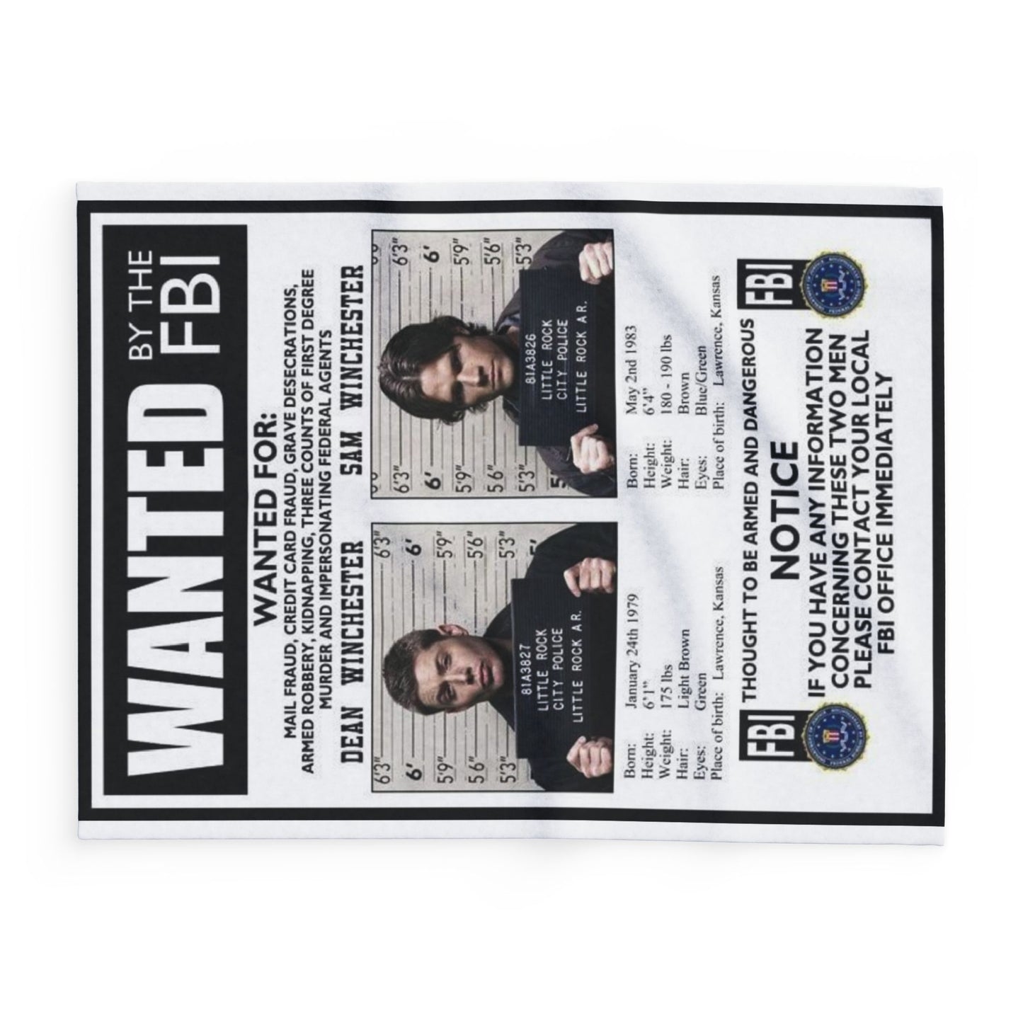 Supernatural Sam & Dean Arctic Blanket