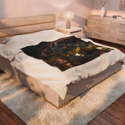 Retro Horror Van Scene Throw - Velveteen Plush Blanket