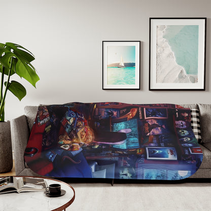 Halloween Montage - Sherpa Throw Blanket