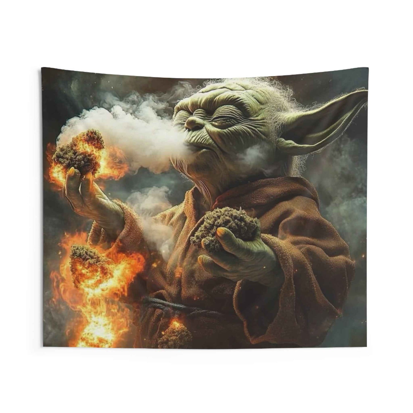 Fantasy Sage Wall Tapestry — Mystical Yoda-Inspired Meditation Art