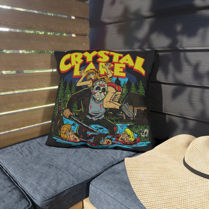 Crystal Lake Horror Outdoor Pillow — Friday the 13th Cabin Camp Pillow