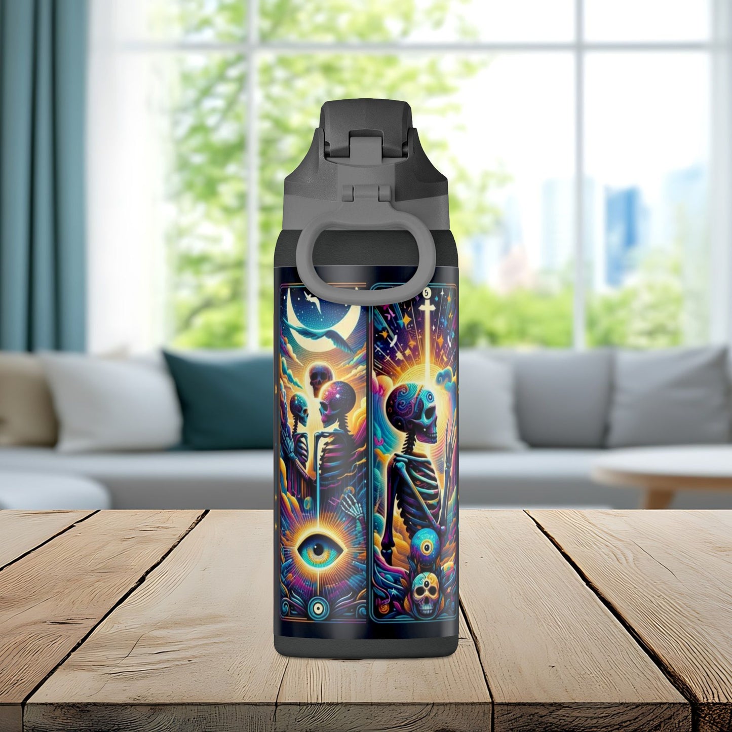 The Evil Eye Tarot Tumbler – Mystical Skeleton 32oz Insulated Water Bottle