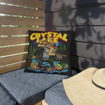 Crystal Lake Horror Outdoor Pillow — Friday the 13th Cabin Camp Pillow
