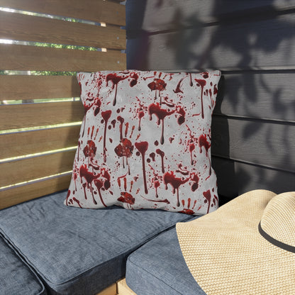 Bloody Handprint Outdoor Pillow — Halloween Horror Decorative Cushion