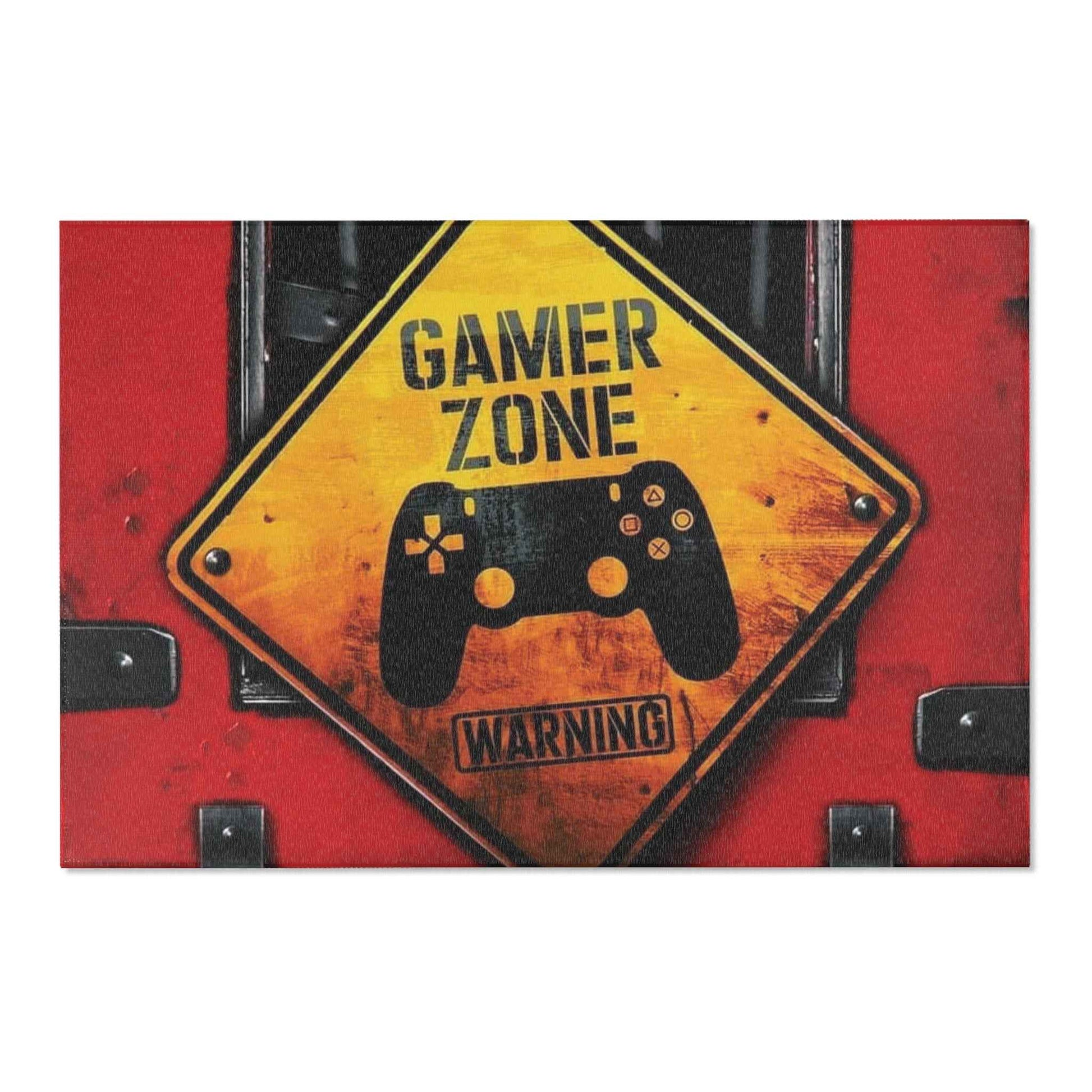 Warning Gamer Zone Area Rug