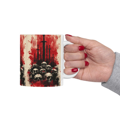 Skulls & Swords Gothic Ceramic Mug — Dark Fantasy 11/15oz