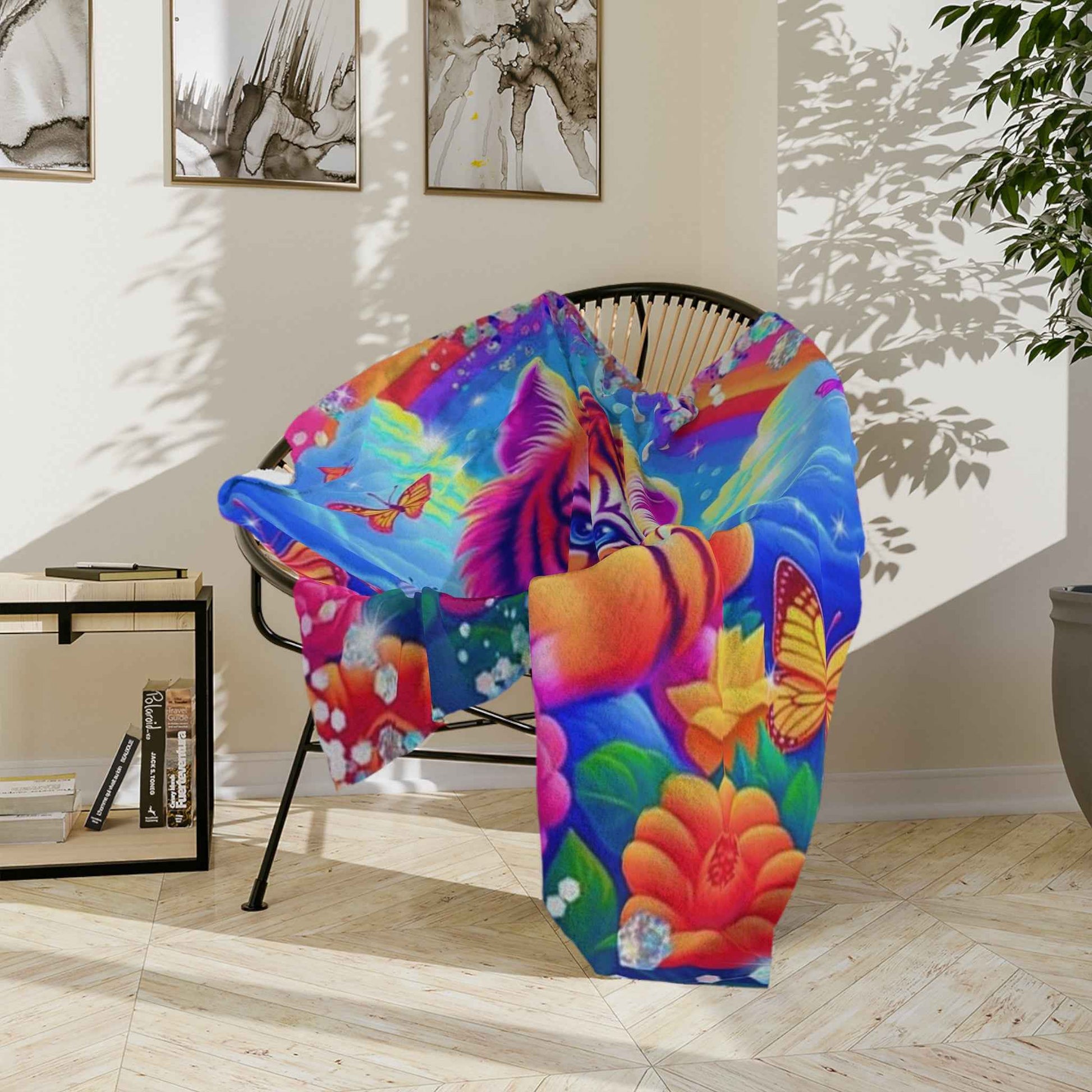 Bright, Beautiful Tiger - Velveteen Minky Blanket
