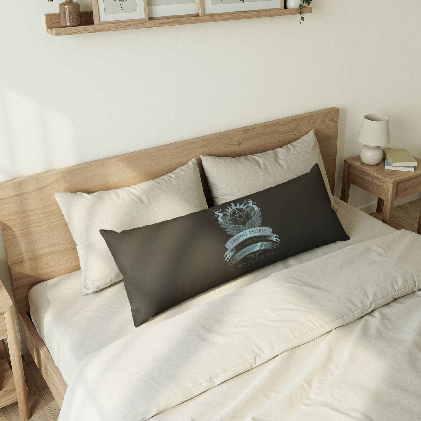 Supernatural Emblem Body Pillow — 'Saving People, Hunting Things' Long Bolster