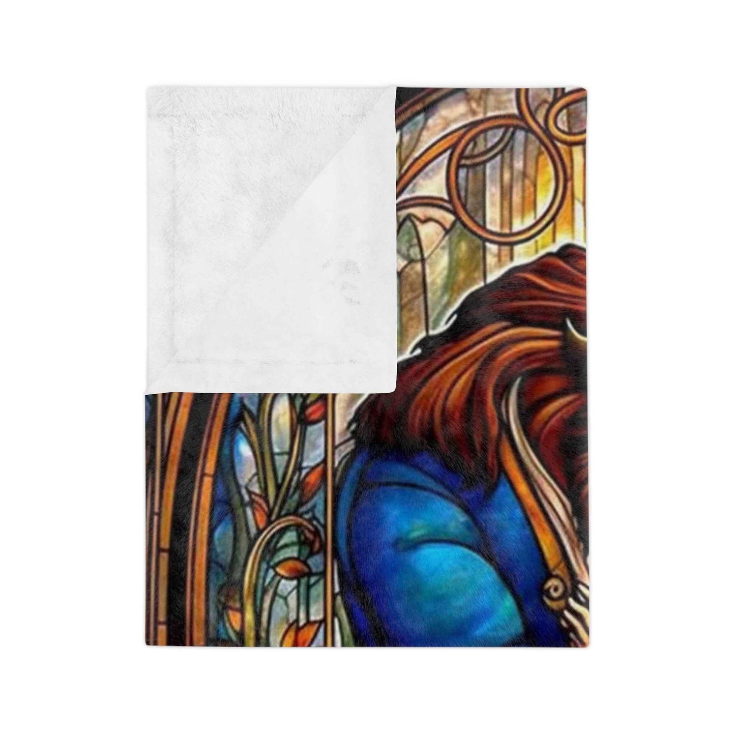 Beauty and the Beast Staind Glass Window - Velveteen Minky Blanket