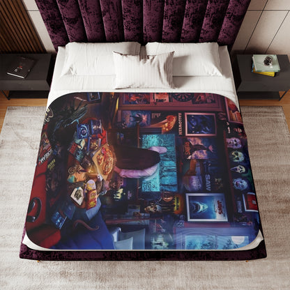 Halloween Montage - Sherpa Throw Blanket
