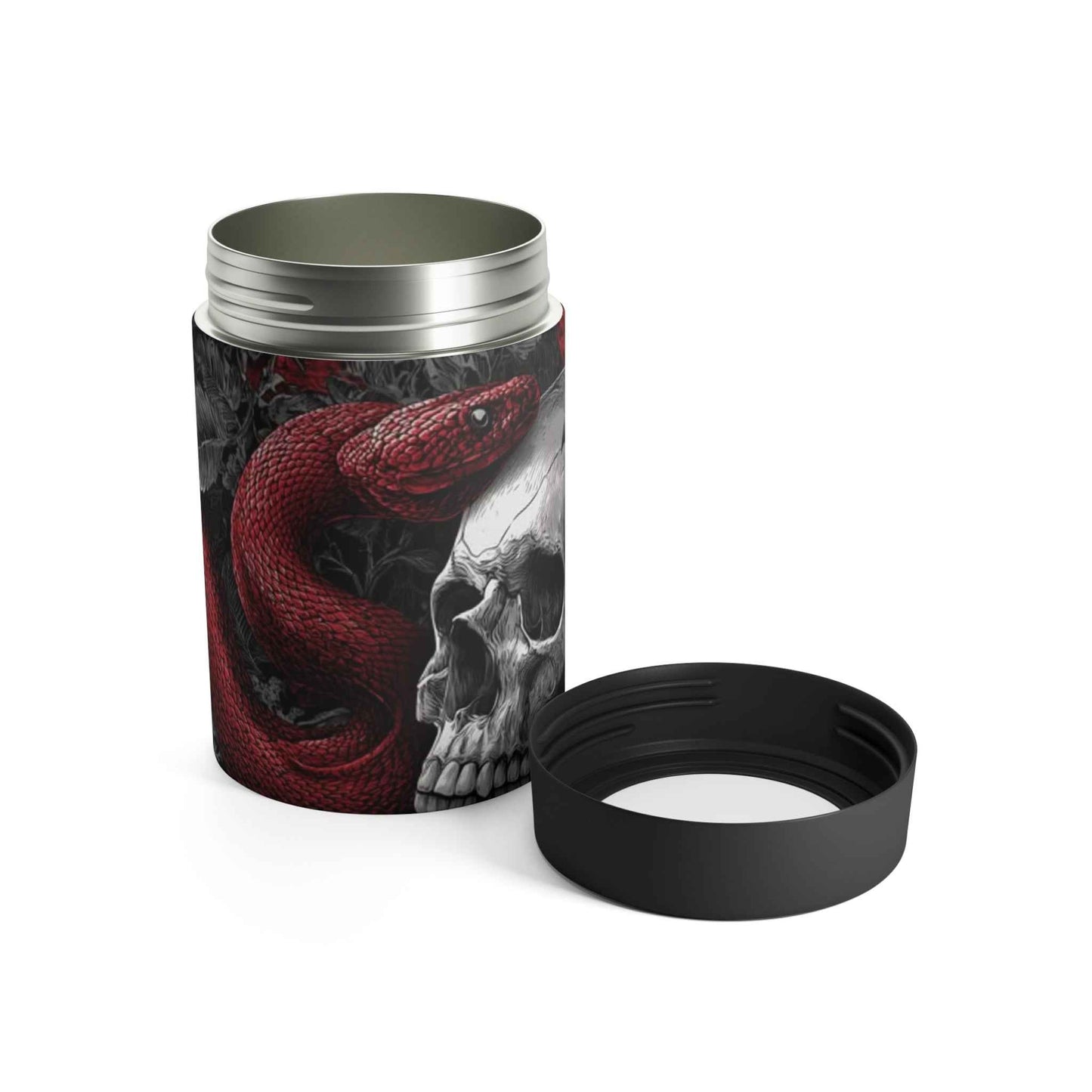 Skull & Red Snake Can Holder – Gothic Raven Drink Cooler