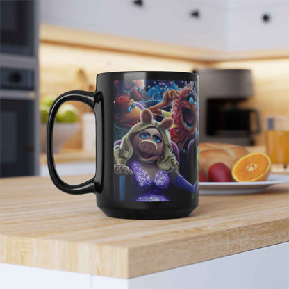 Muppets Theater Black Coffee Mug — Kermit, Fozzie & Friends 11oz/15oz
