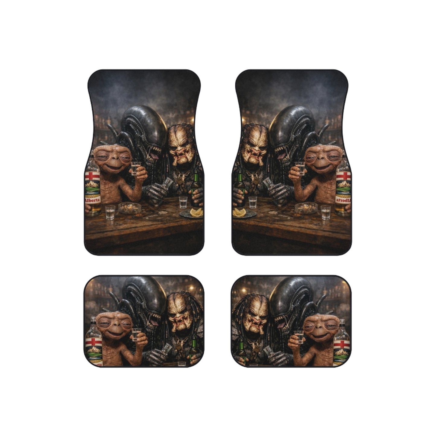 Alien Bar Night Car Mats (Set of 4) — Humorous Sci‑Fi Vehicle Floor Mats