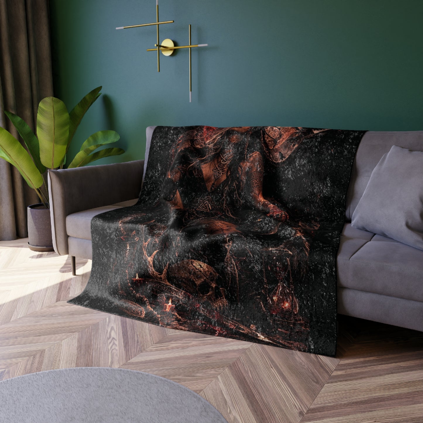 Crushed Velvet Blanket — Dark Gothic Goddess Throw Blanket