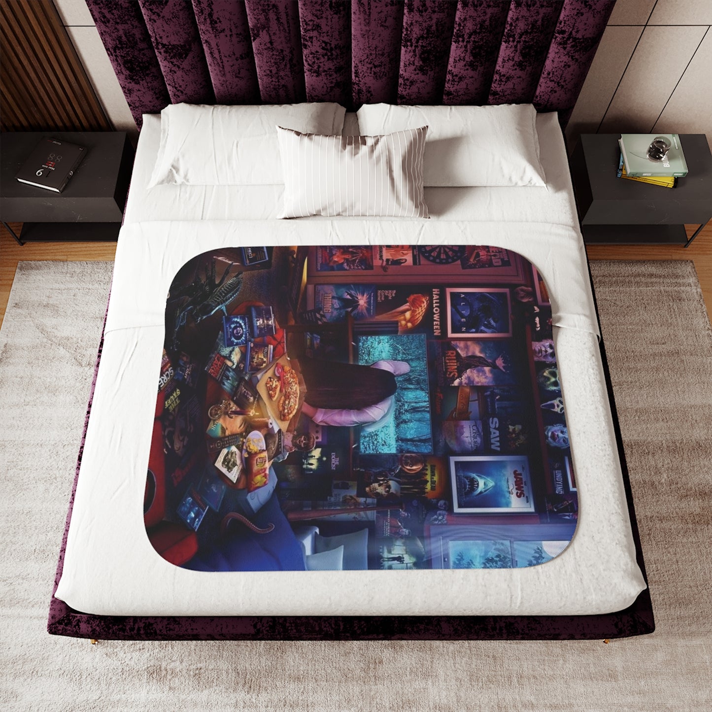 Halloween Montage - Sherpa Throw Blanket