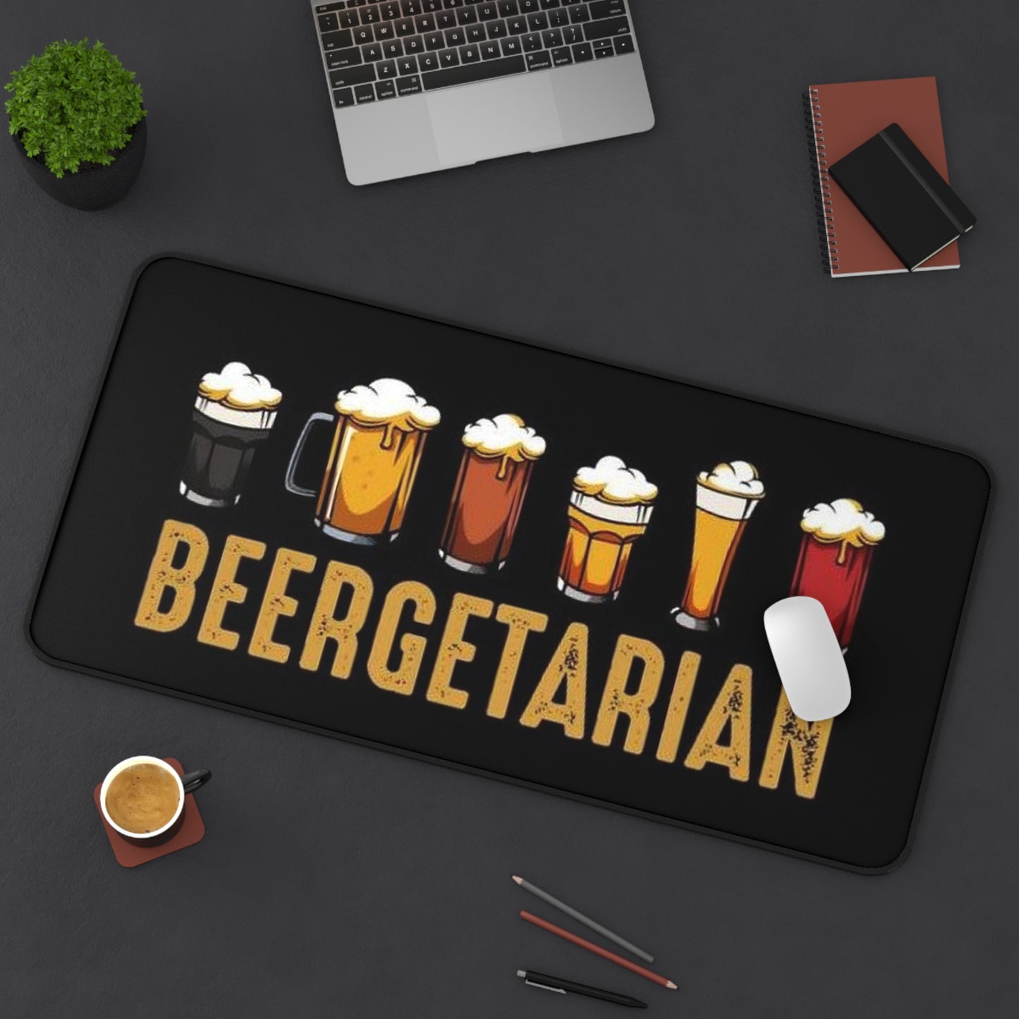Funny "Beergetarian" Desk Mat — Humorous Beer Lover Office Mousepad