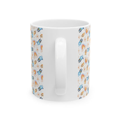 Bluey and Bingo Rainbow Pattern Ceramic Mug - House of O & A