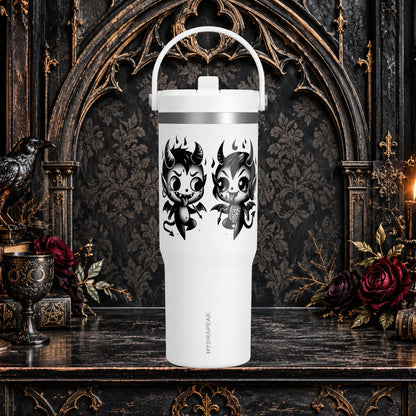 Gothic Cute Devil Couple Insulated Travel Mug
