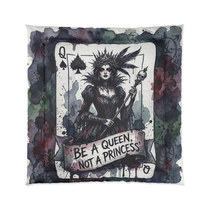 Queen of Spades Comforter – "Be a Queen, Not a Princess" Gothic Playing Card Bedspread
