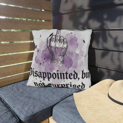 Outdoor Pillow — "Disappointed, But Not Surprised" Gothic Middle Finger Accent Pillow
